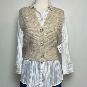 🆕 NO BOUNDARIES Cream Knot Sweater Vest ~ Small (3-5)